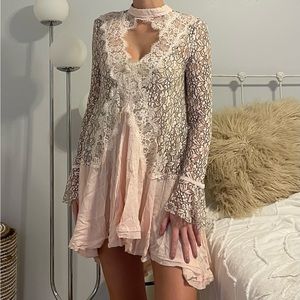 Free People Lace Light / Pale Pink / Pearl color Slip Dress